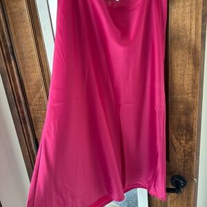 Pink silky midi skirt